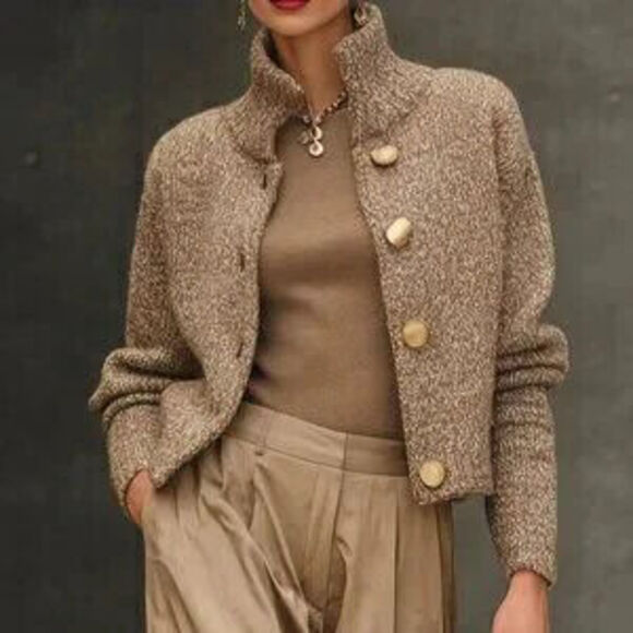 Sweaters - Brown Casual Women's Elegant Knit Cardigan